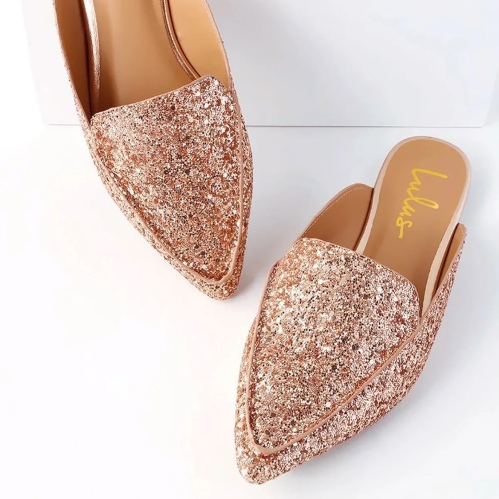 NEW Lulus glitter flats 8.5
